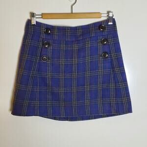 Gap purple wool blend satin lined short plaid skirt Size 1 Excellent condition
